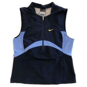 NIKE Dri-Fit Color Block Running Mesh Zip Front Top Size Small